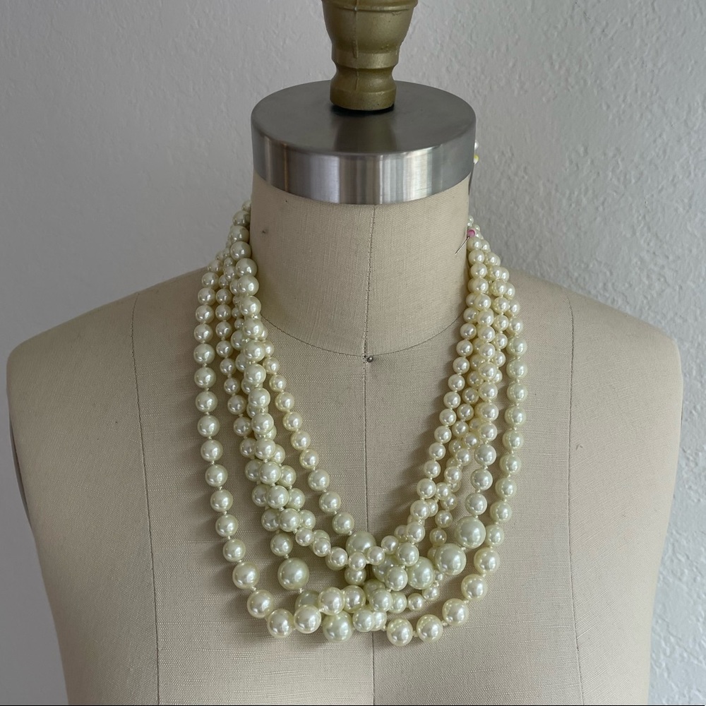 Chunky J.Crew Multi-Strand Pearl Necklace